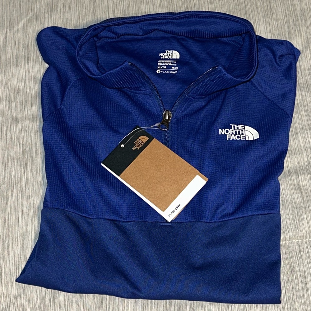 Boys North Face 1/4 Zip - Blue - Size XL (18-20) - NWT